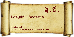 Matyé Beatrix névjegykártya